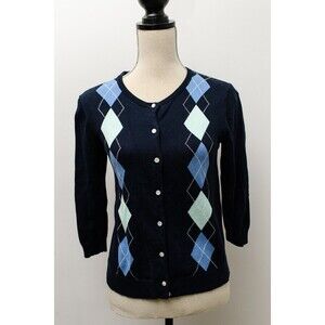 Carol Little S Blue argyle sweater academia preppy Eclectic Grandpa button up